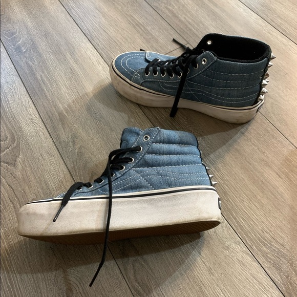 PUNK ROCK Denim VANS with spike rivets - Picture 3 of 8